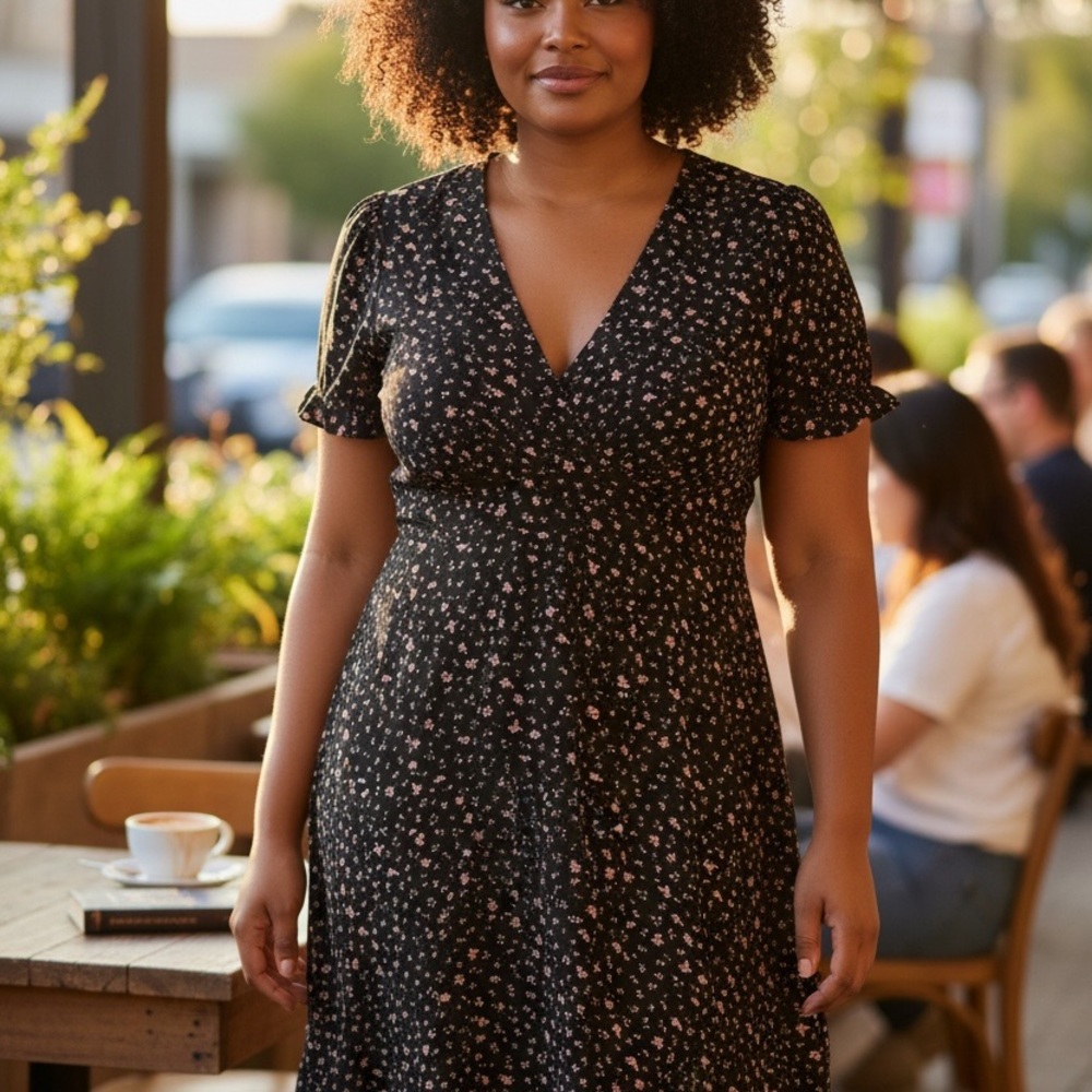 Madewell Black Floral Dress